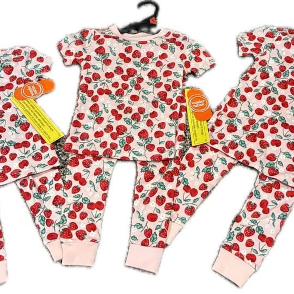 Wonder Nation Girls Strawberry Cherry Pajamas -Multiple sets available - 18 Mos
